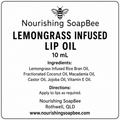 Nourishing SoapBee Lemongrass Infused Lip Oil ingredients label